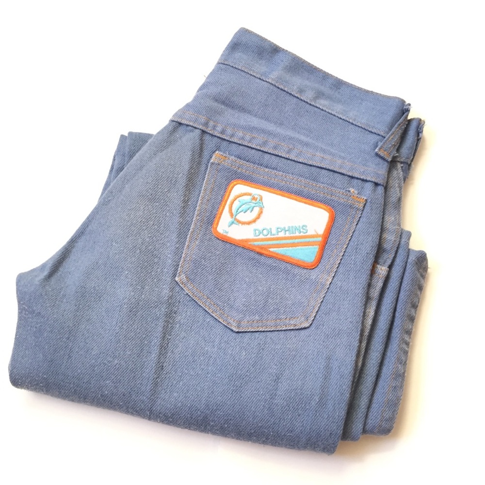 Vintage 70’s flare leg jeans Miami dolphins 23”
